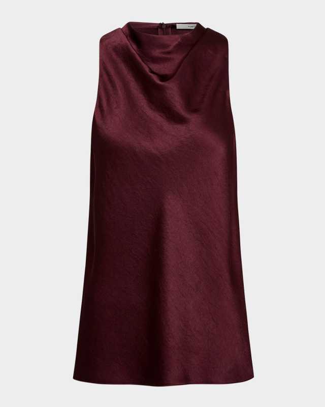 Cowl-Neck Bias Satin Top